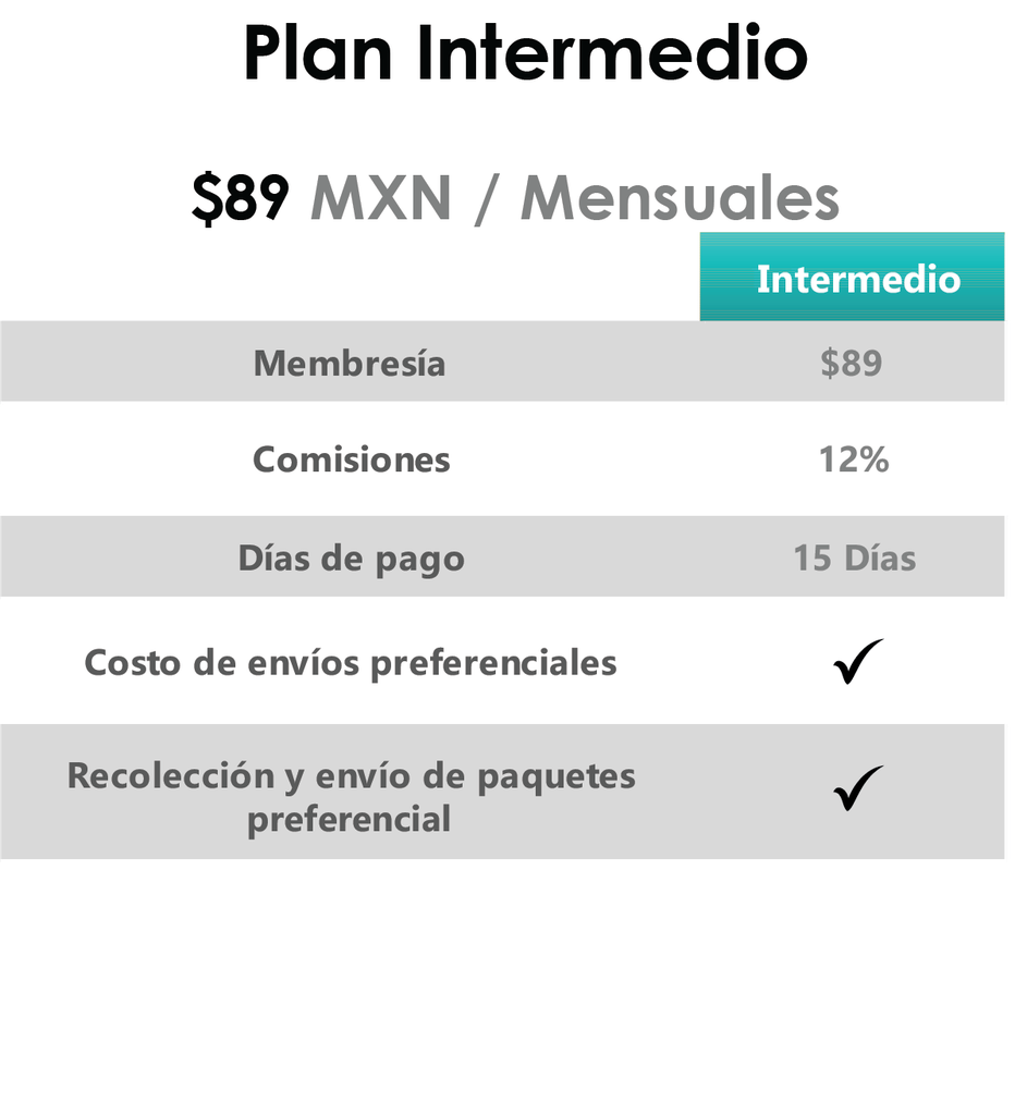 Plan Intermedio ($89.00 mensual)