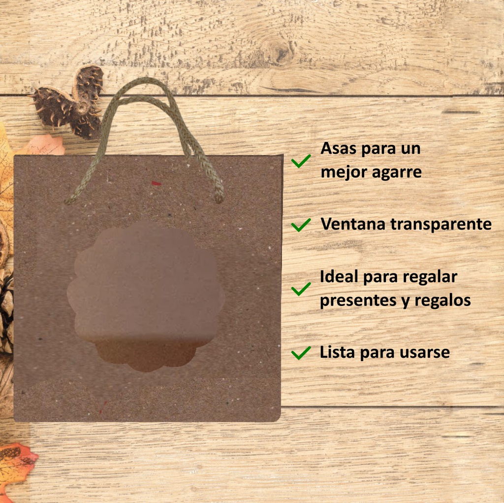 Bolsa de papel kraft con ventana transparente