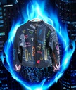 Painted leather touch jacket with artistic details